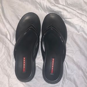 Prada black thong flip flops